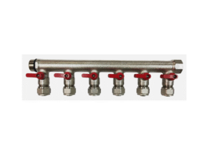 Manifold PEX metálico Caliente E3/4" - S1/2"