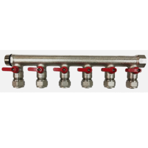 Manifold PEX metálico Caliente E3/4" - S1/2"